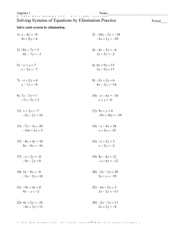 Solving Systems by Elimination Practice