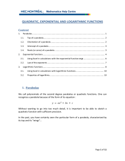 QUADRATIC, EXPONENTIAL AND LOGARITHMIC FUNCTIONS