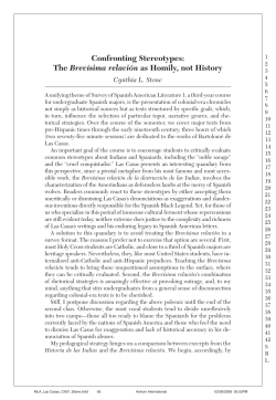 Confronting Stereotypes: The Brev&iacute;sima relaci&oacute;n as Homily, not