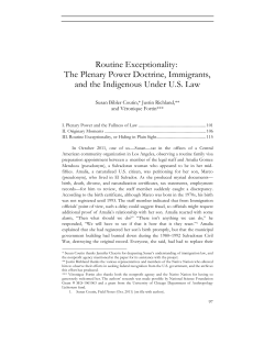 Routine Exceptionality: The Plenary Power Doctrine, Immigrants