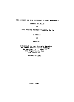 THE CONCEPT OF THE SUPERMAN IN WALT WHITMAN`S