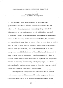 TENSE SEQUENCE IN PROCEDURAL DISCOURSE Lawrence A