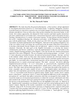 factors affecting english instruction of grade 7 k to 12 curriculum as