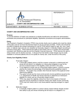 Charity Policy and Procedure - The Physicians` Hospital in Anadarko