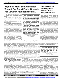 High Fall Risk: Bed Alarm Not Turned On, Court Finds Grounds For