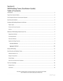 Section 6 Withholding Taxes (Facilitator Guide) Table of Contents