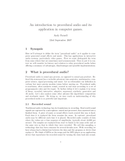 An introduction to procedural audio and its application in computer