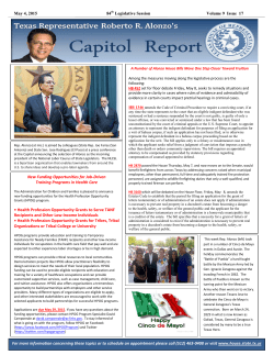 May 4, 2015 84th Legislative Session Volume 9 Issue 17 For more