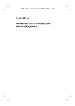 Taraka Rama Vocabulary lists in computational