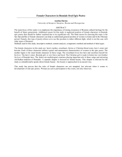 Female Characters in Bosniak Oral Epic Poetry