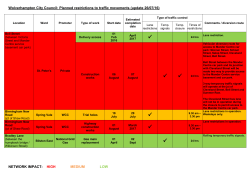 Planned Restrictions to Traffic Movement 15 July 2016 update