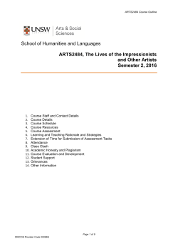 ARTS2484 The Lives of the Impressionists and other Artists