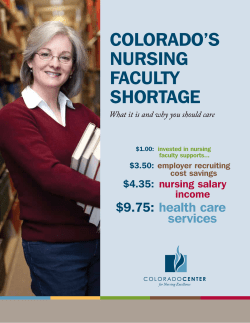 Colorado`s NursiNg FaCulty shortage
