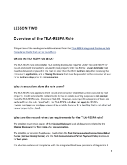 LESSON TWO Overview of the TILA