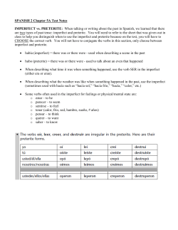SPANISH 2 Chapter 5A Test Notes IMPERFECT vs. PRETERITE