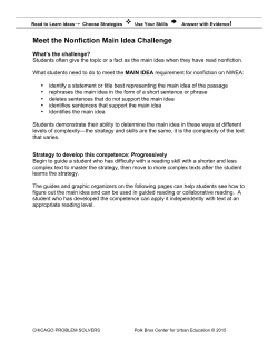 Nonfiction Main Idea Developers