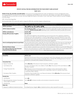 SPECIFIC INITIAL PRICING INFORMATION FOR YOUR CREDIT