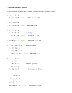 Chapter 5 Practice Quiz Solutions For each equation, find all rational