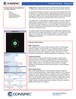 Conspec Gas Facts &bull; Oxygen (O 2) Industrial Applications Steel