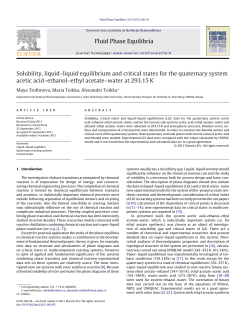 liquid equilibrium and critical states for the quaternary system acetic