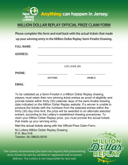Official Million Dollar Replay Prize Claim Form