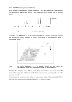 1 1D vs. 2D NMR spectra (general definitions) A one dimensional