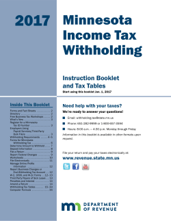 2017 Minnesota Income Tax Withholding Instruction Booklet and