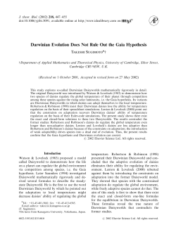 Darwinian Evolution Does Not Rule Out the Gaia Hypothesis - IQ-USP