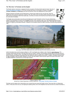 Page 1 of 5 The "War Aims" of Powhatan and the English 8/26/2013