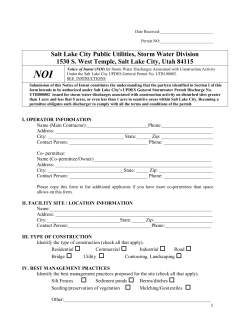 Salt Lake City Public Utilities, Storm Water Division 1530 S. West