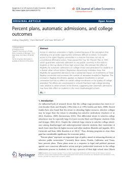 Percent Plans, Automatic Admissions, and College Outcomes