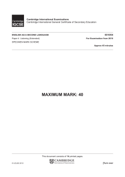 2015 Specimen Paper 4 Mark Scheme