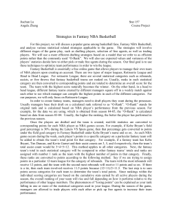 Strategies in Fantasy NBA Basketball