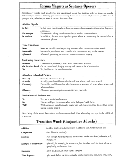 Conlma Magnets as Sentence Openers Transition Words