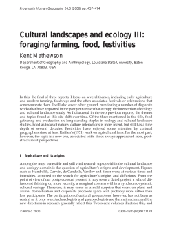 Cultural landscapes and ecology III: foraging/farming, food, festivities