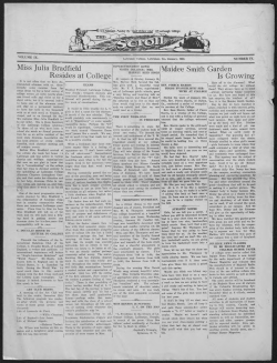 Miss Julia Bradfield Resides at College Maidee Smith Garden Is