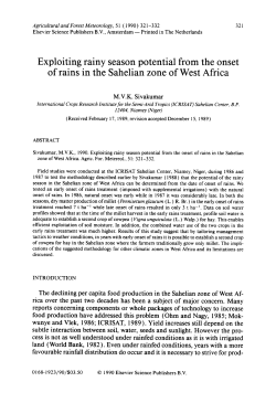 Exploiting rainy season potential from the onset of rains in the