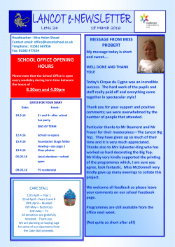 Lancot School Newsletter 18th March 2016