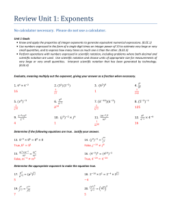Review Unit 1: Exponents