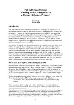 ToC Notes 3: Working with assumptions