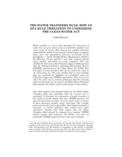 The Water Transfers Rule: How an EPA Rule Threatens to