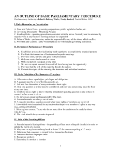 AN OUTLINE OF BASIC PARLIAMENTARY PROCEDURE