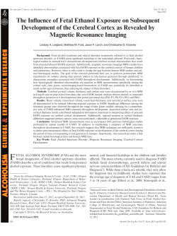The Influence of Fetal Ethanol Exposure on Subsequent