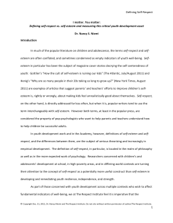 I Matter. You Matter: Defining Self-Respect vs. Self