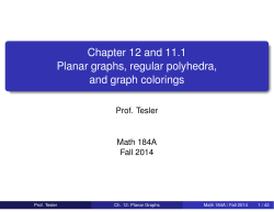 Chapter 12 and 11.1 Planar graphs, regular polyhedra, and graph