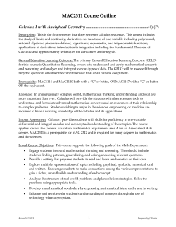 MAC2311 Course Outline