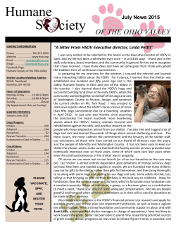 July 2015 - Humane Society of the Ohio Valley