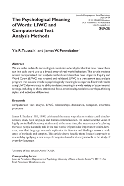 The Psychological Meaning of Words: LIWC and Computerized Text