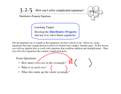 Learning Target: Develop the Distributive Property and use it to