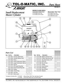 Small Displacement Master Cylinder Parts Sheet